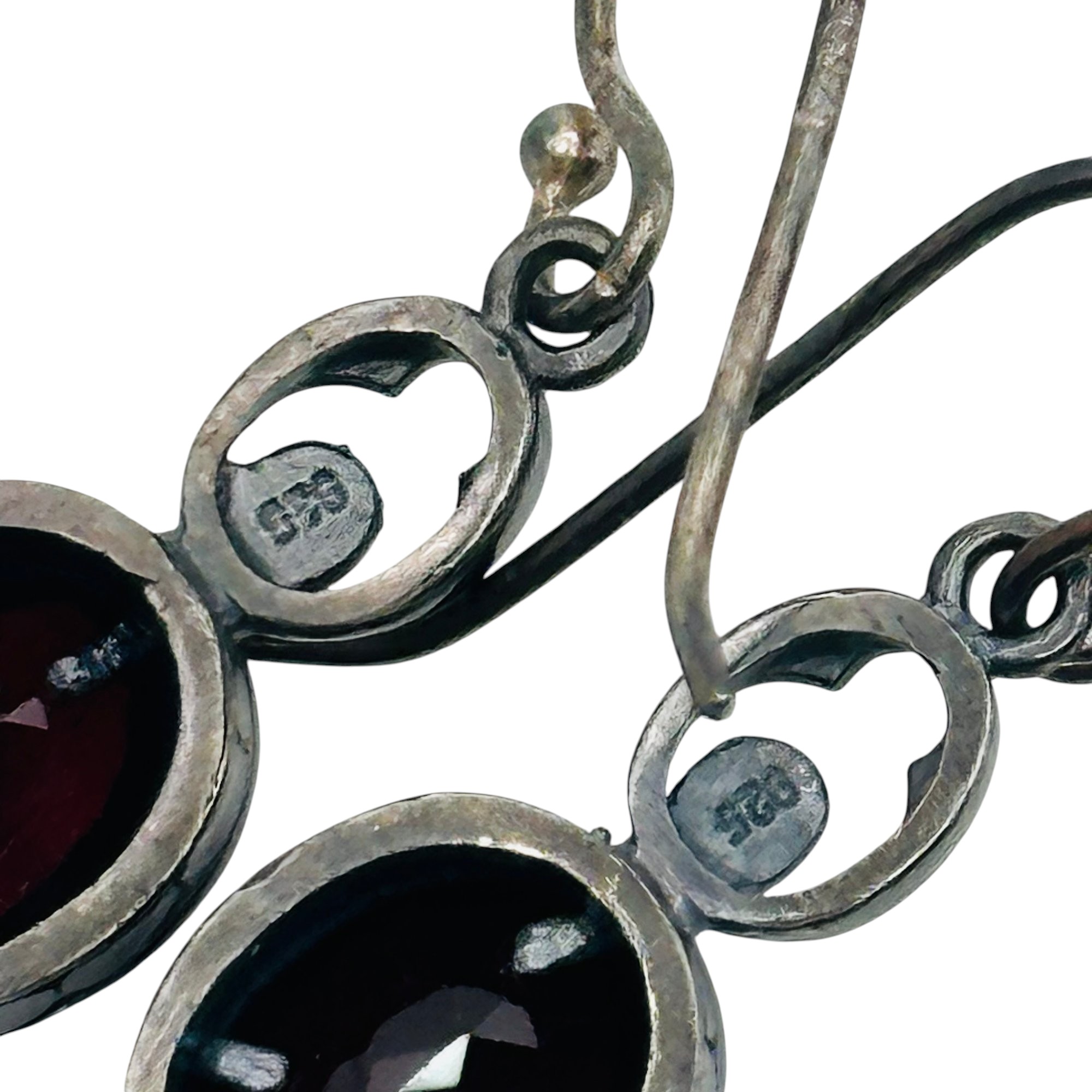 Sterling Garnet Dangle Earrings