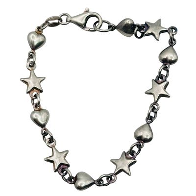 Sterling Star And Heart Chain Bracelet. Sterling star and heart chain bracelet 8.1g