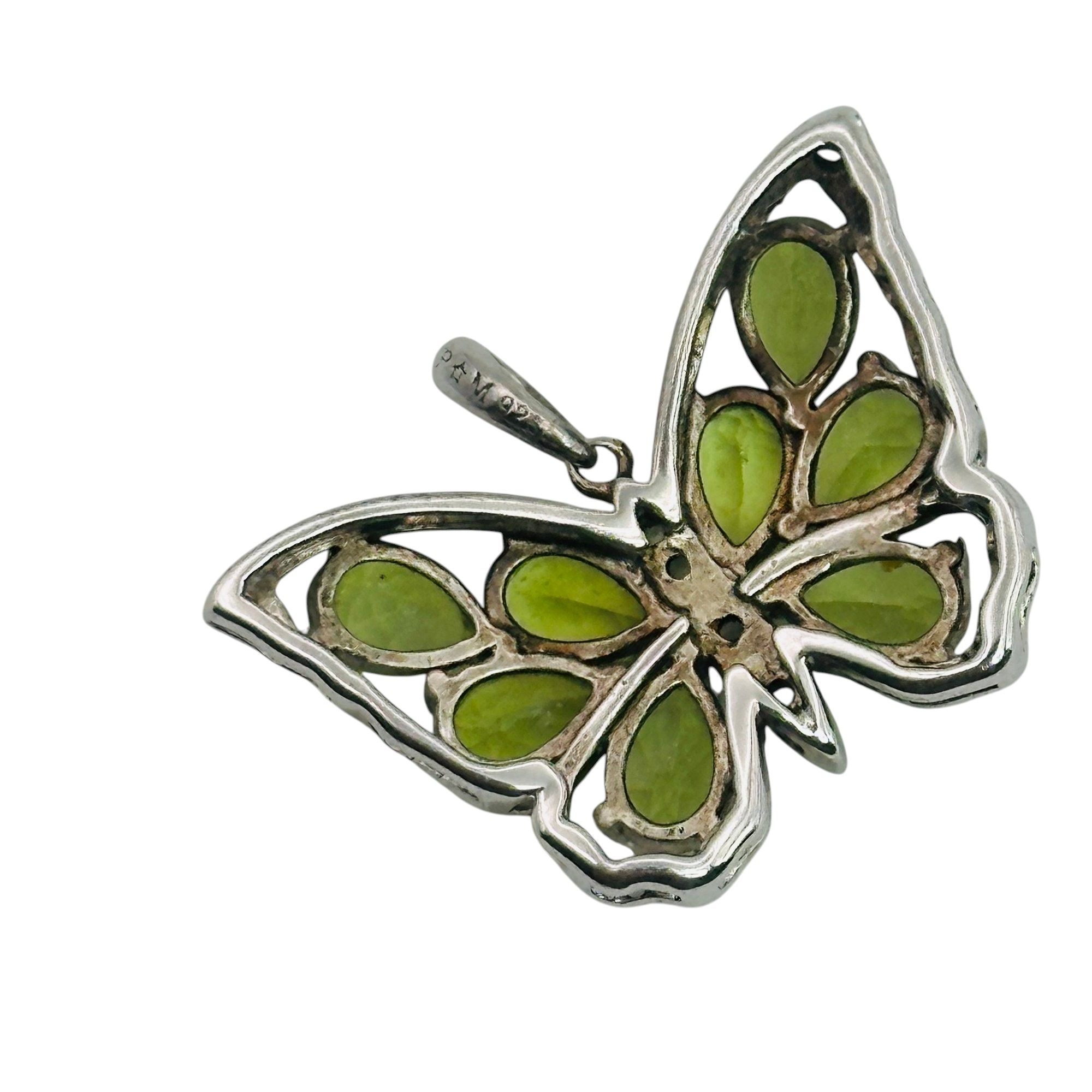 Signed Sterling Multi Stone Butterfly Pendant