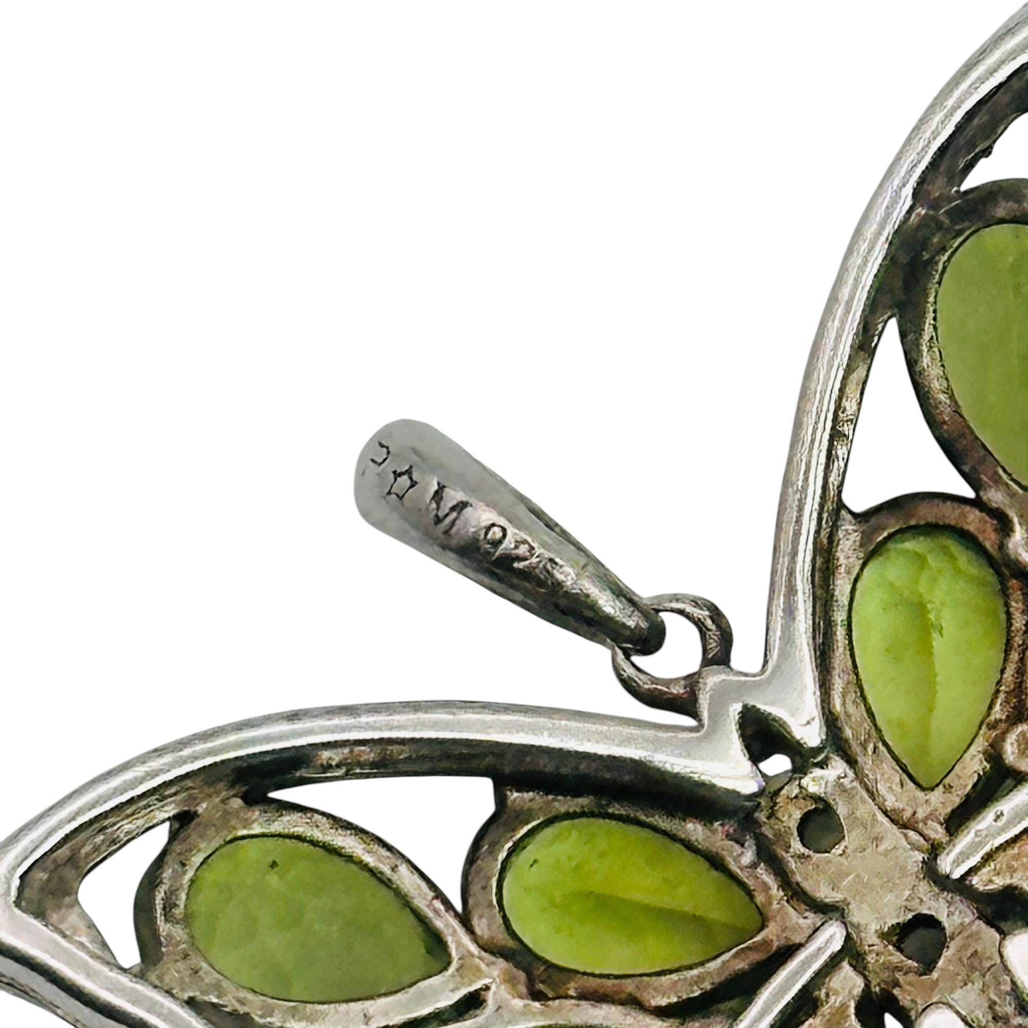 Signed Sterling Multi Stone Butterfly Pendant