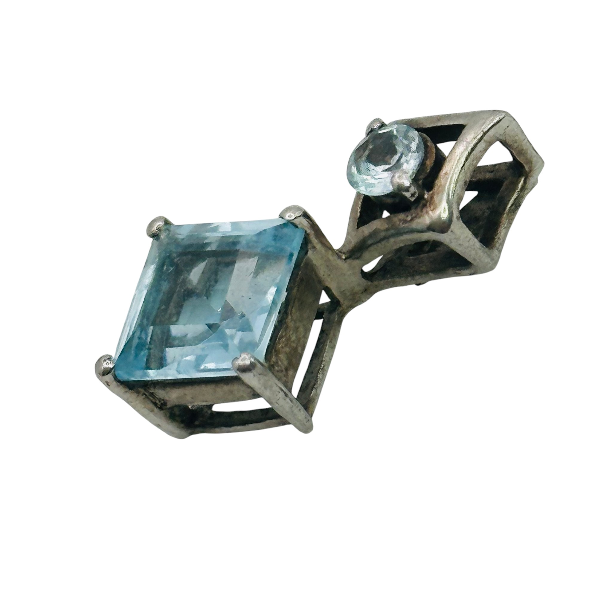 Signed VJ Sterling Topaz Pendant