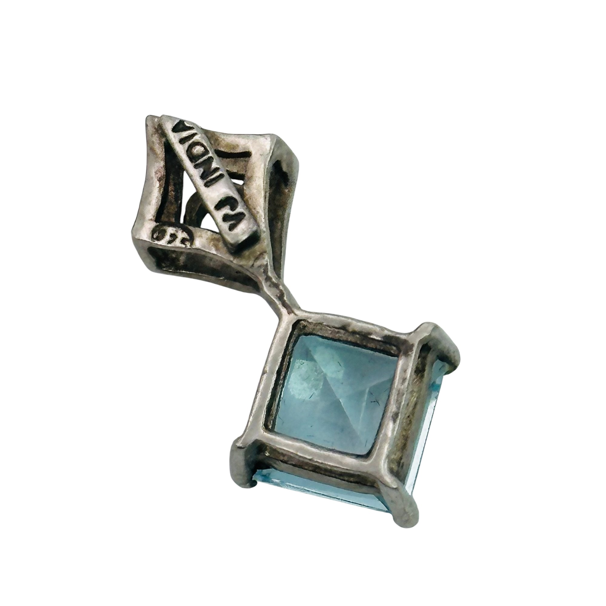 Signed VJ Sterling Topaz Pendant