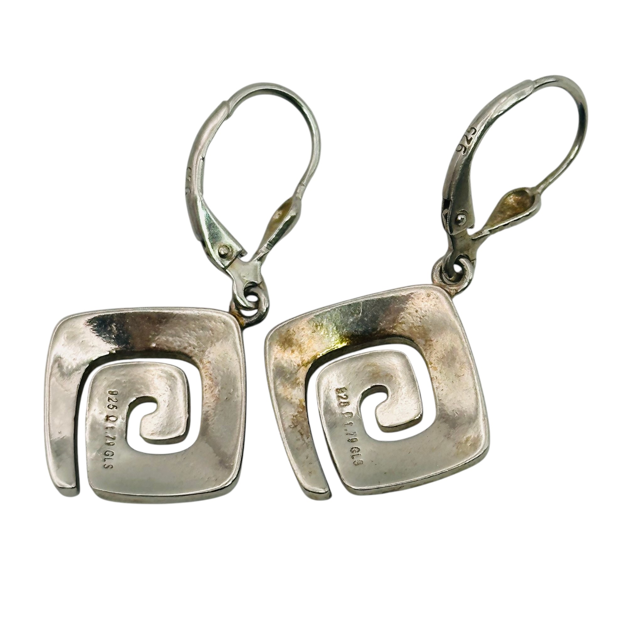 Signed Sterling Opal Swirl Earrings
