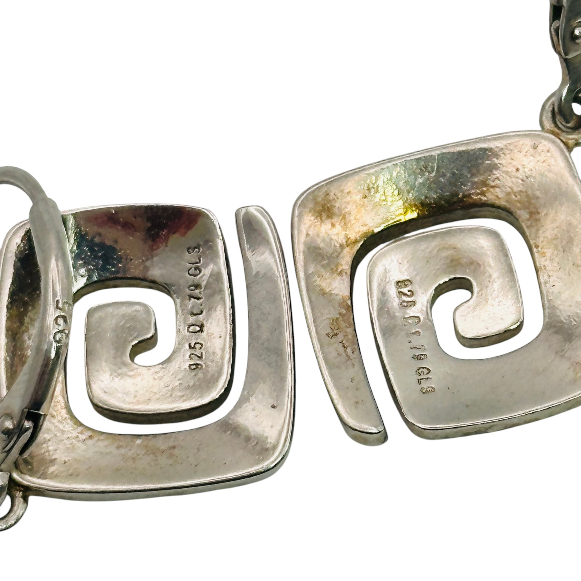 Signed Sterling Opal Swirl Earrings
