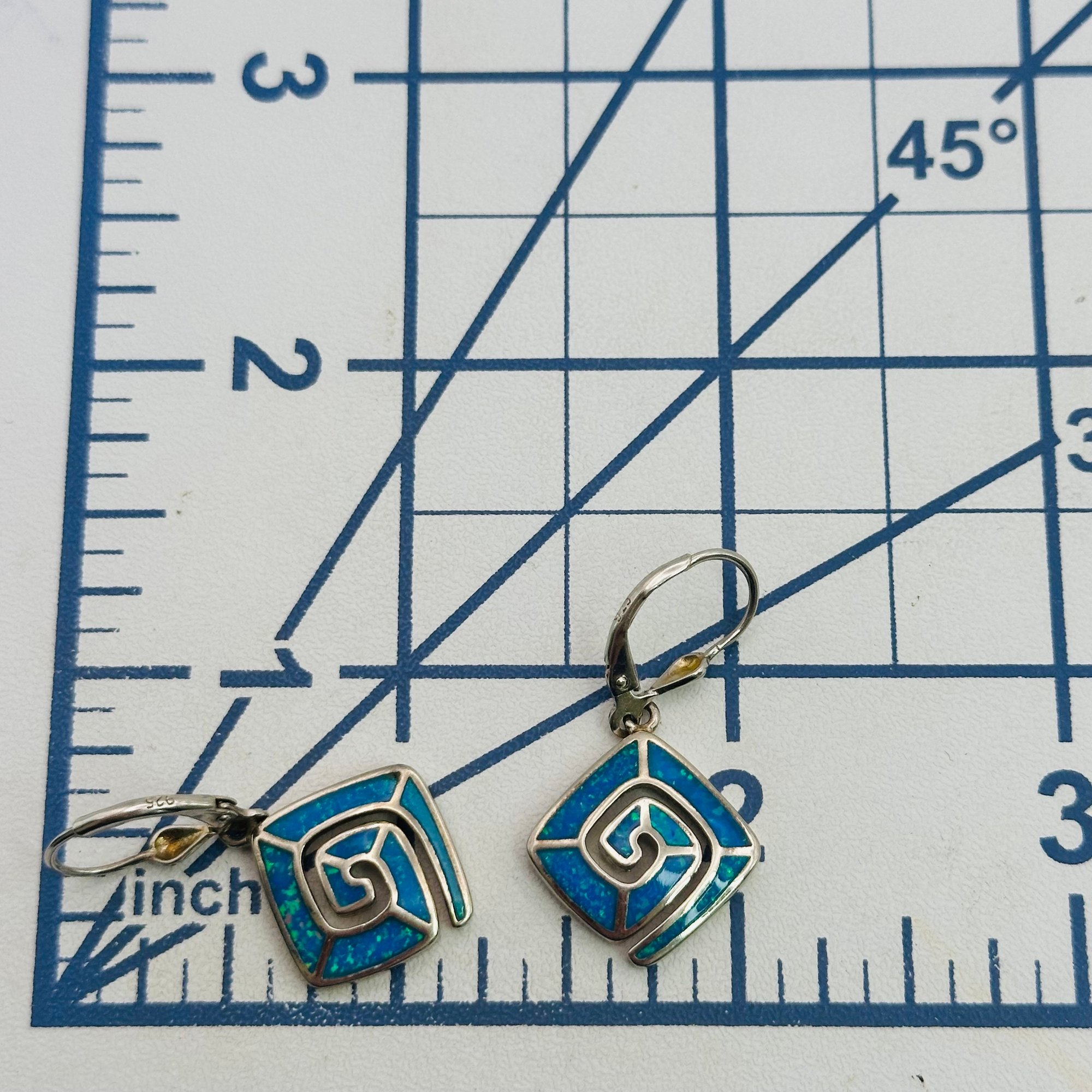 Signed Sterling Opal Swirl Earrings