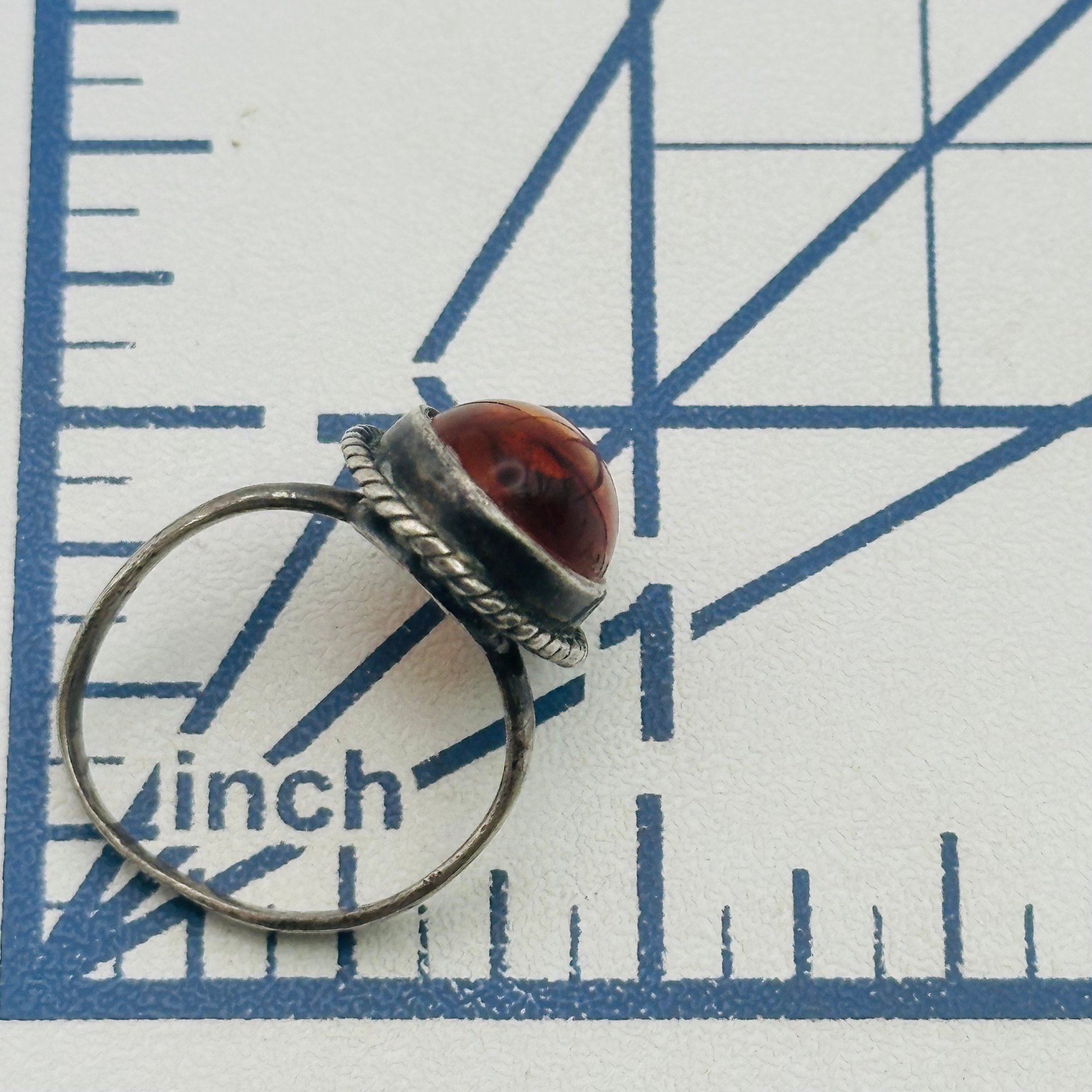 Sterling Amber Oval Ring Sz 6.5