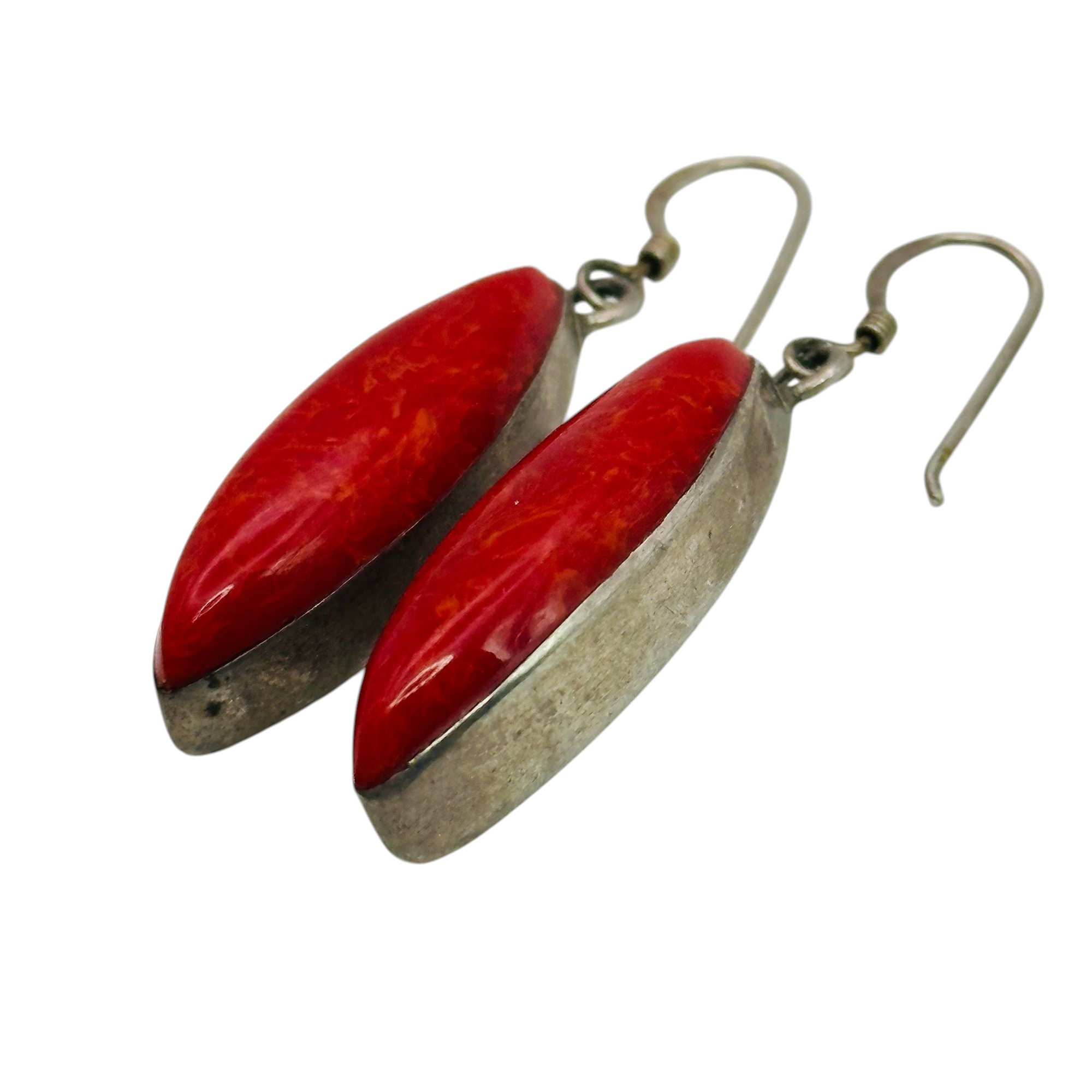 Sterling Coral Dangle Earrings