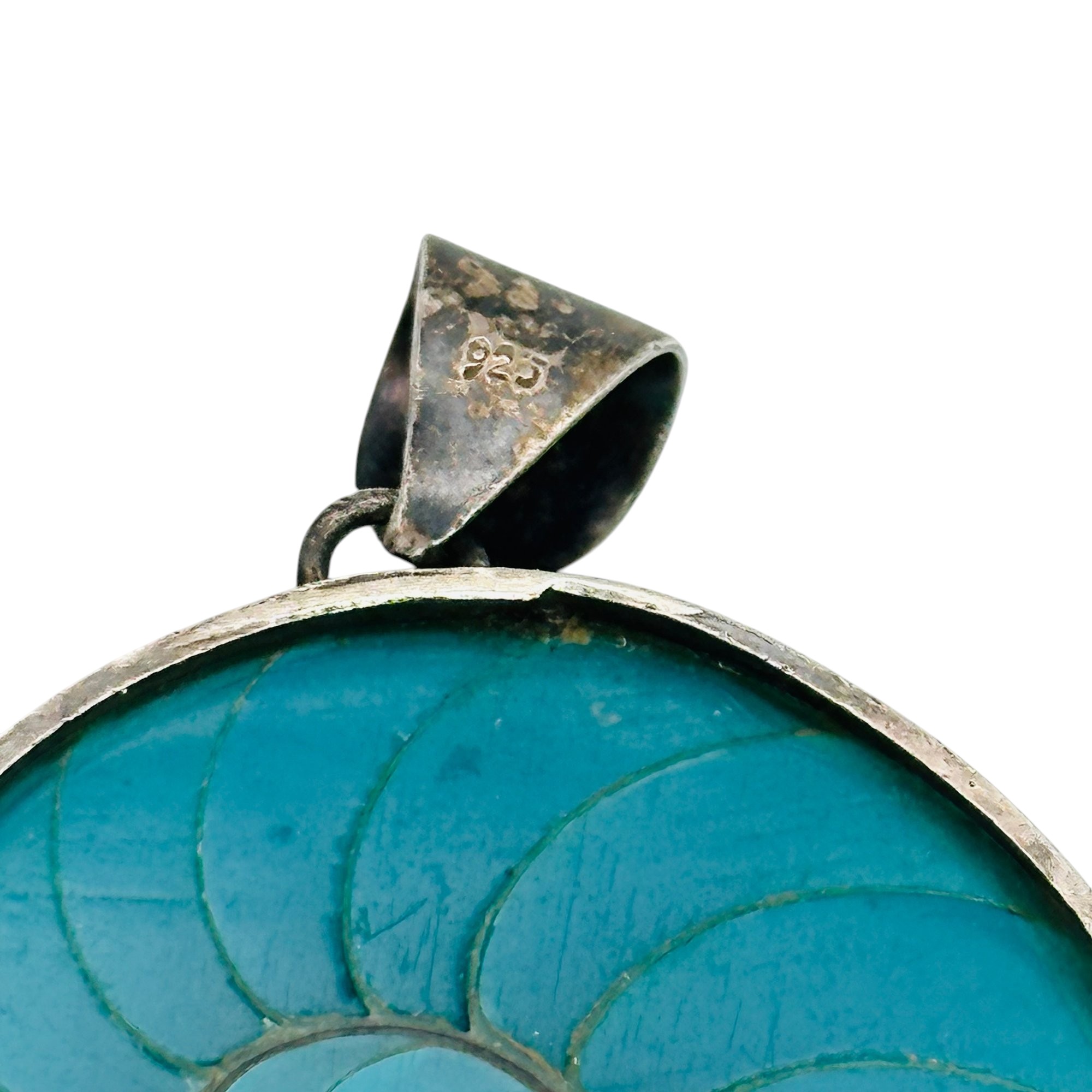Sterling Multi Stone Nautilus Shell Pendant