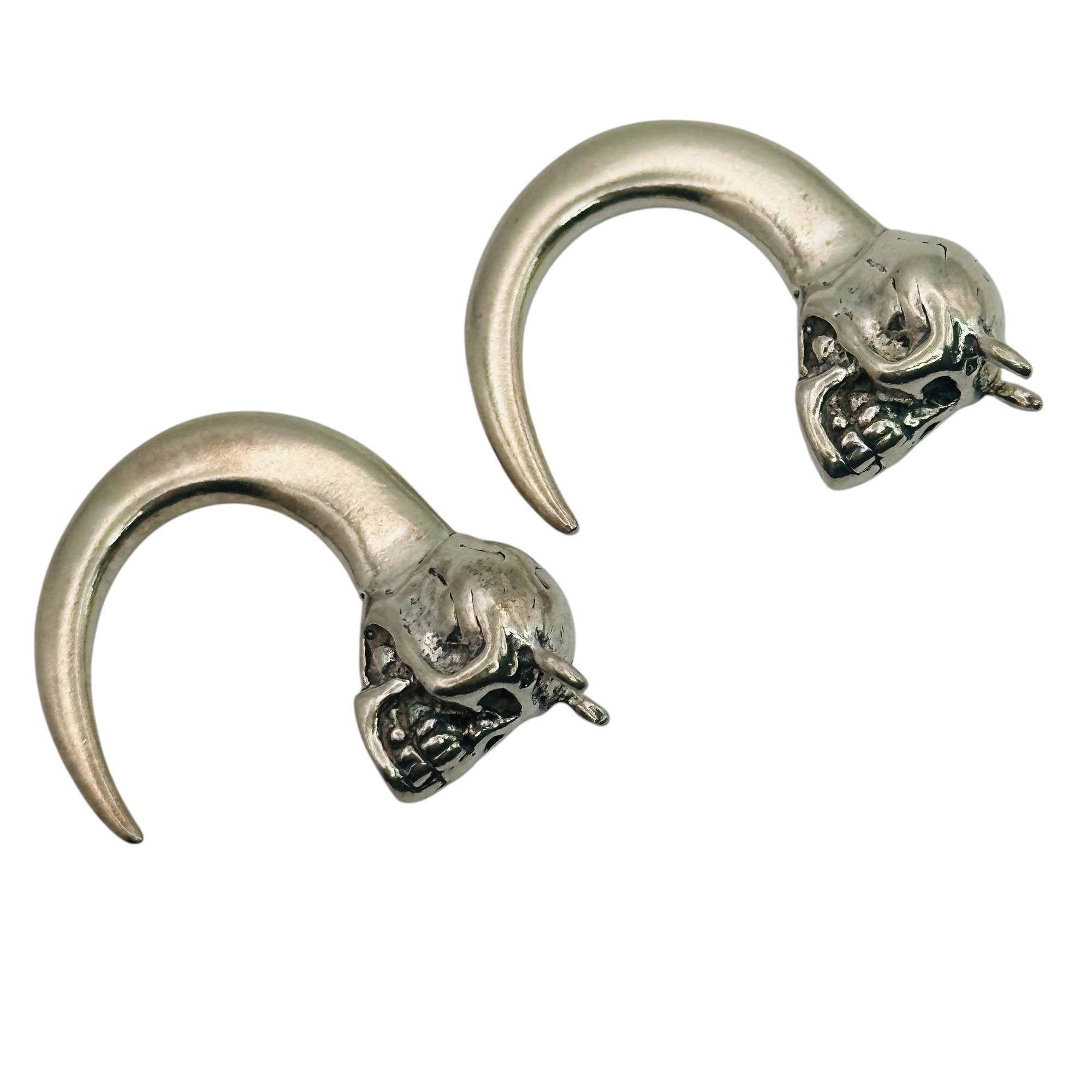 Sterling Gothic Skull Taper Earrings