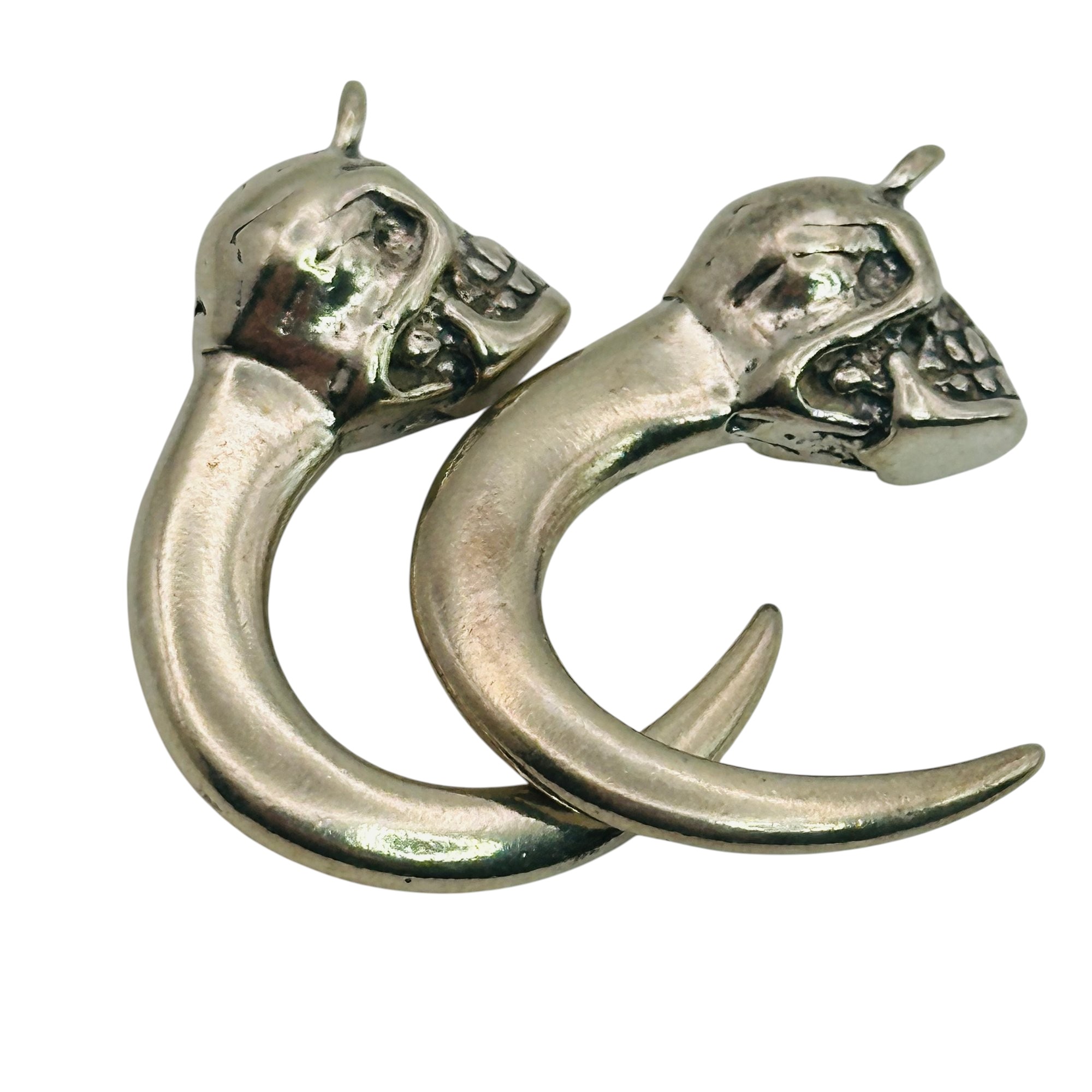 Sterling Gothic Skull Taper Earrings