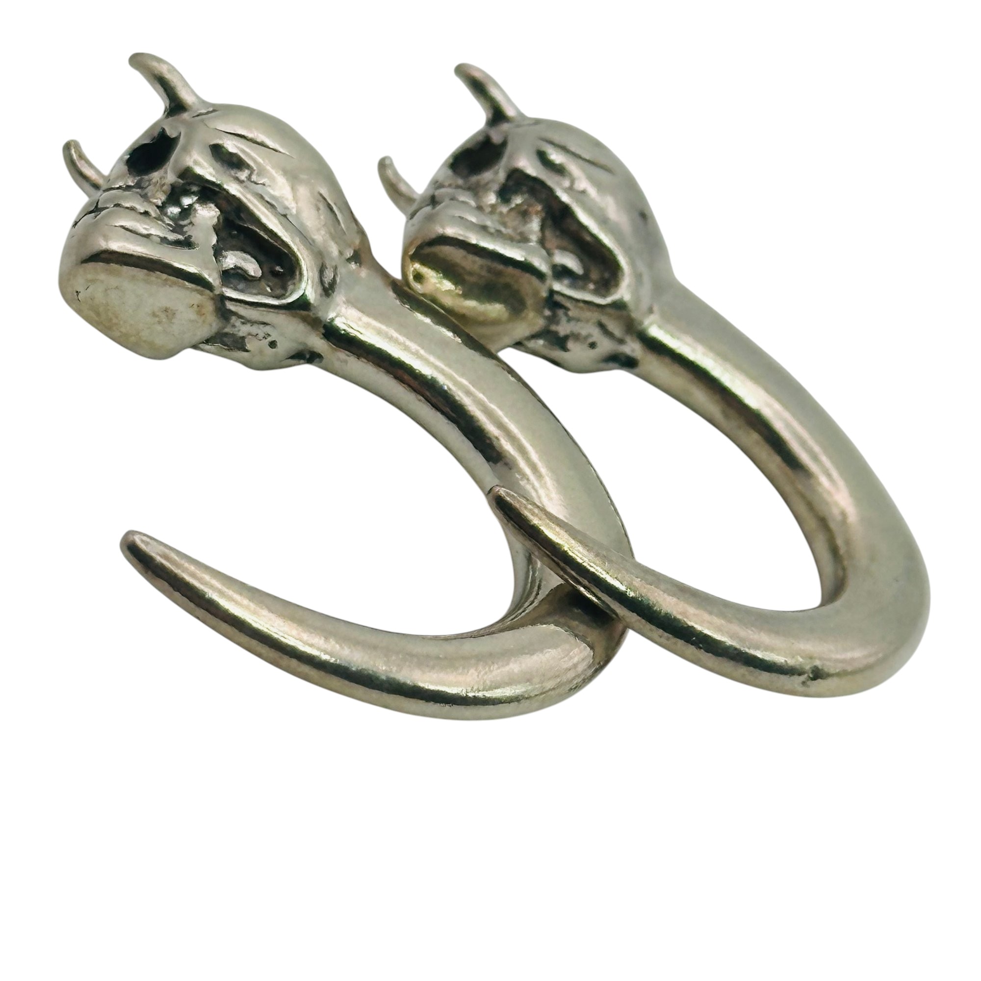 Sterling Gothic Skull Taper Earrings