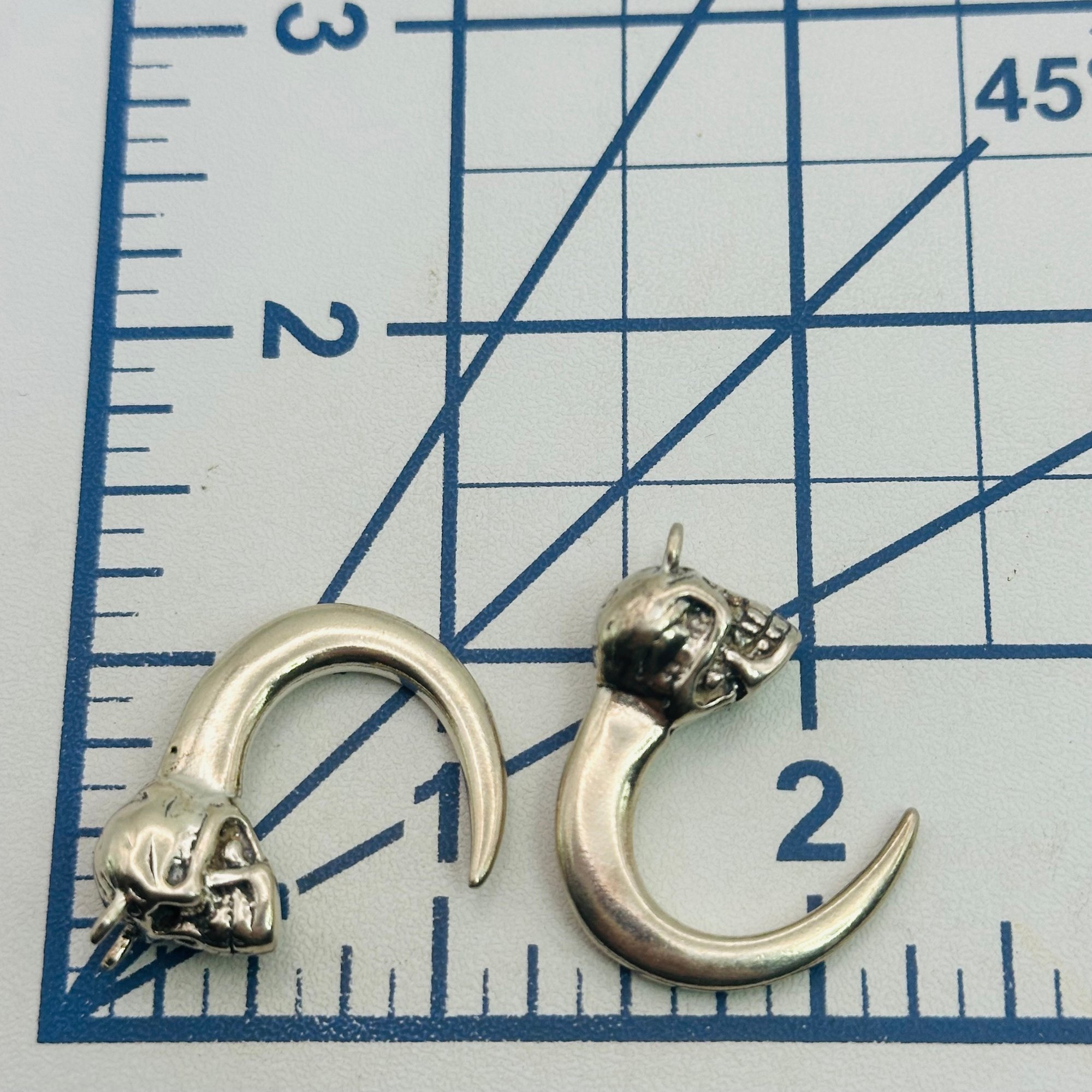 Sterling Gothic Skull Taper Earrings