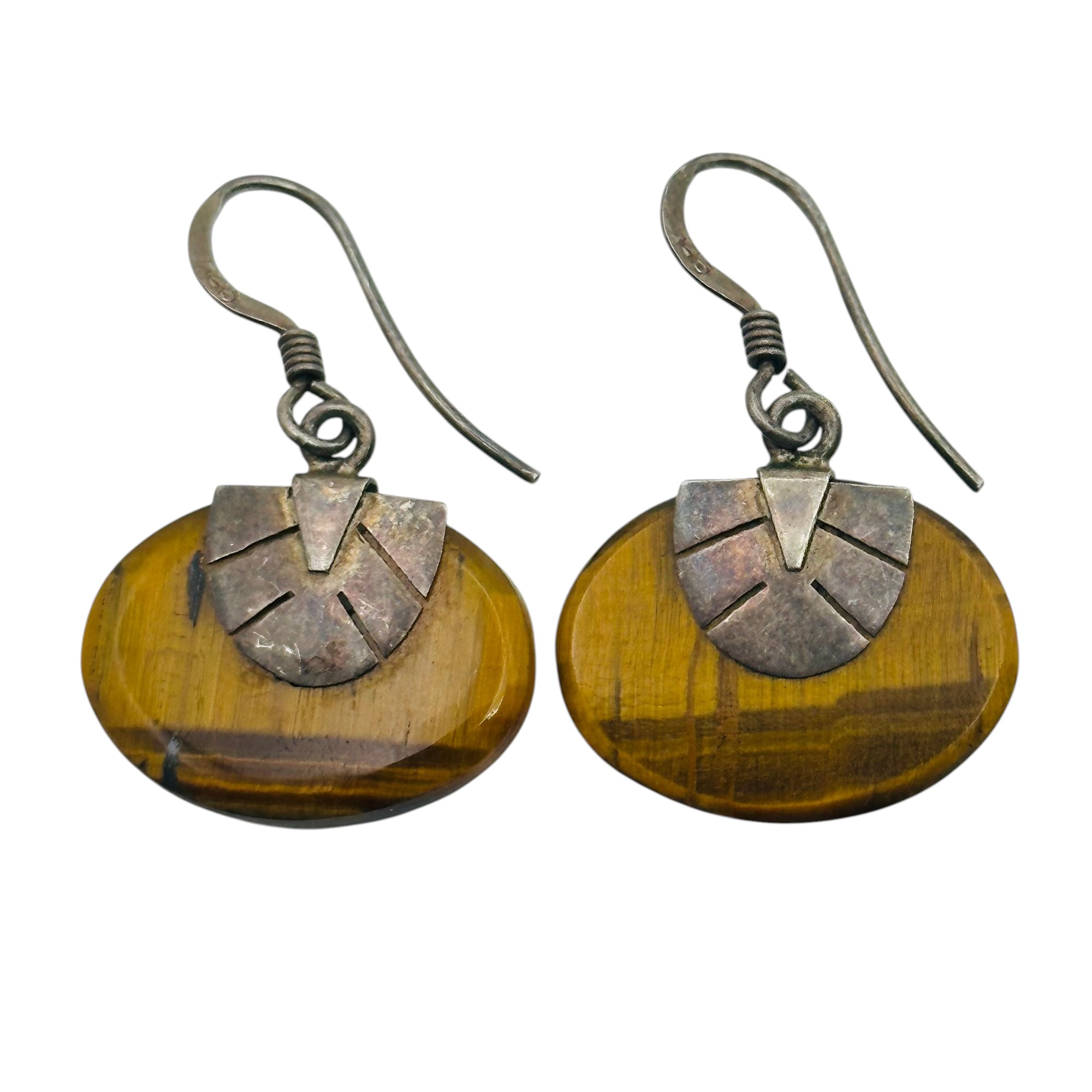 Sterling Tigers Eye Dangle Earrings