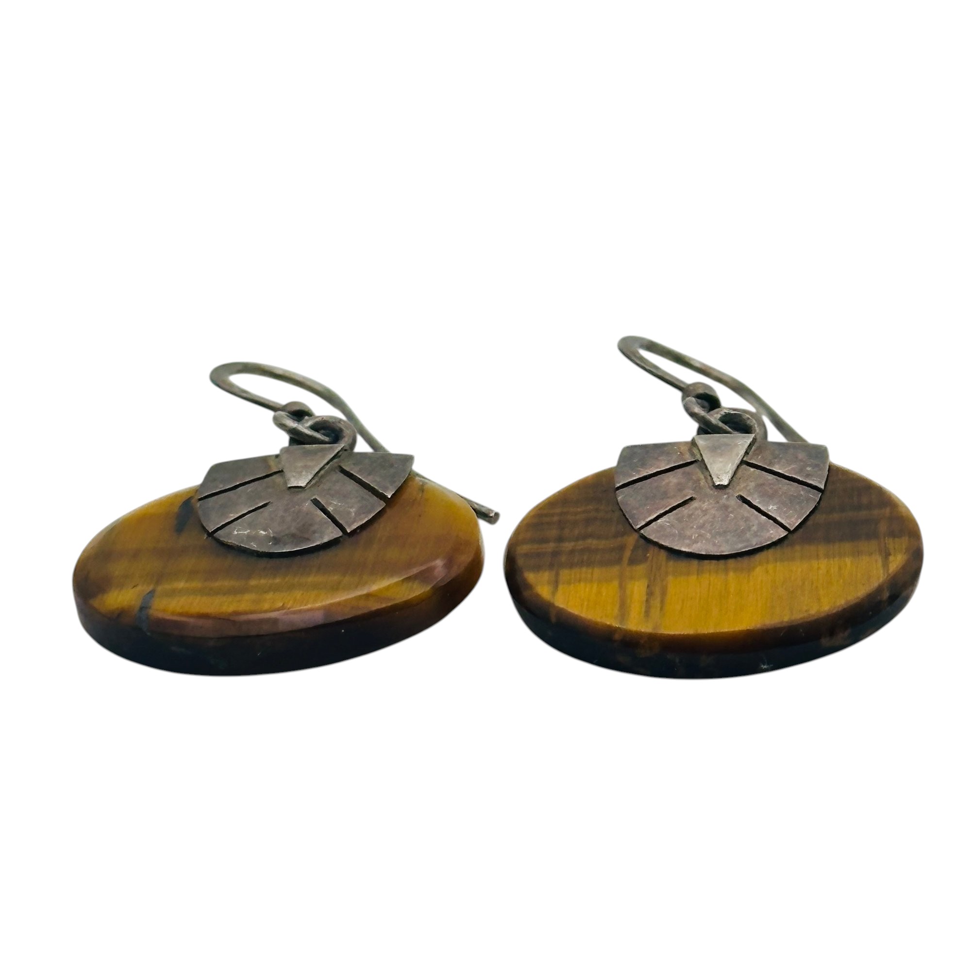 Sterling Tigers Eye Dangle Earrings