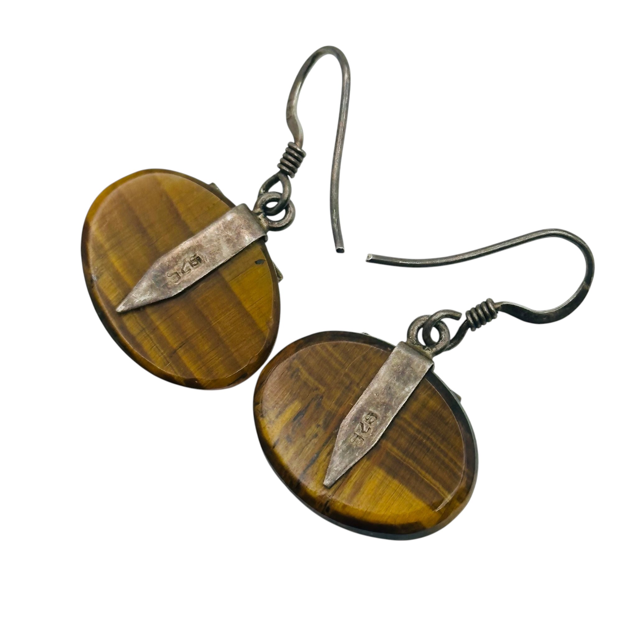 Sterling Tigers Eye Dangle Earrings