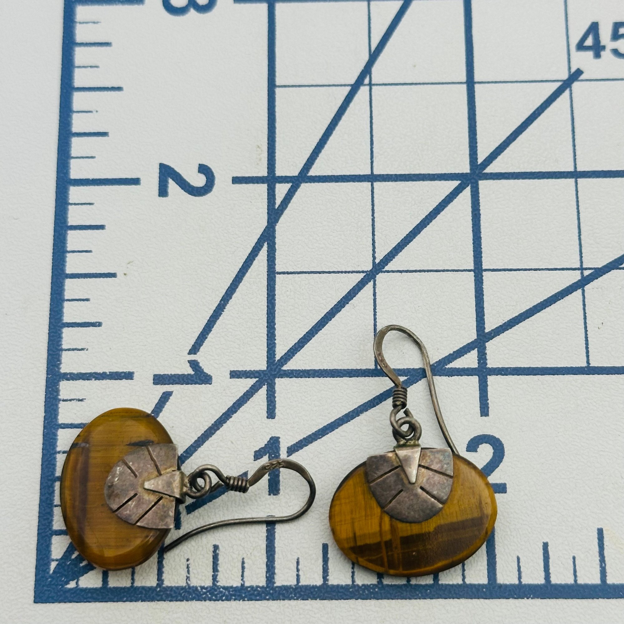 Sterling Tigers Eye Dangle Earrings