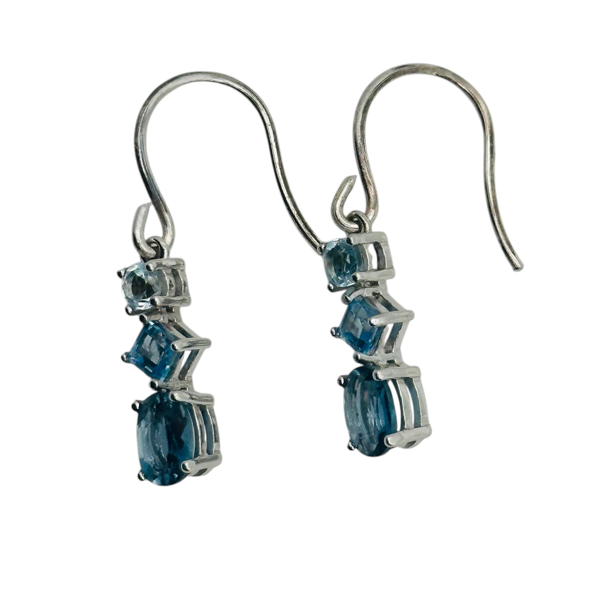 Signed Sterling Triple Topaz Earrings