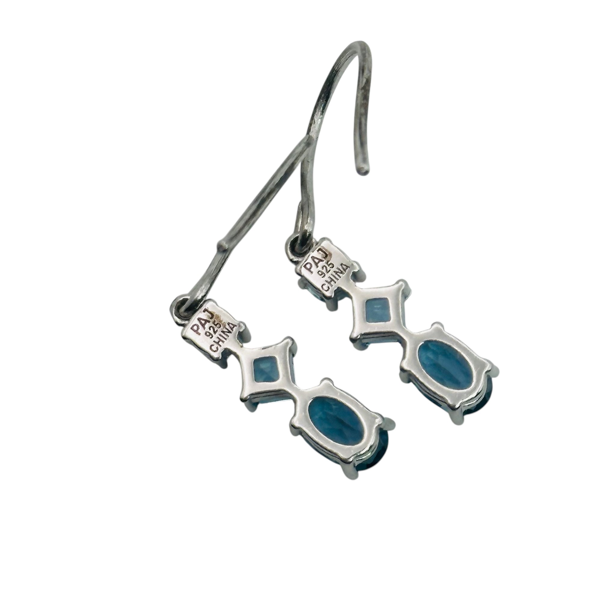 Signed Sterling Triple Topaz Earrings
