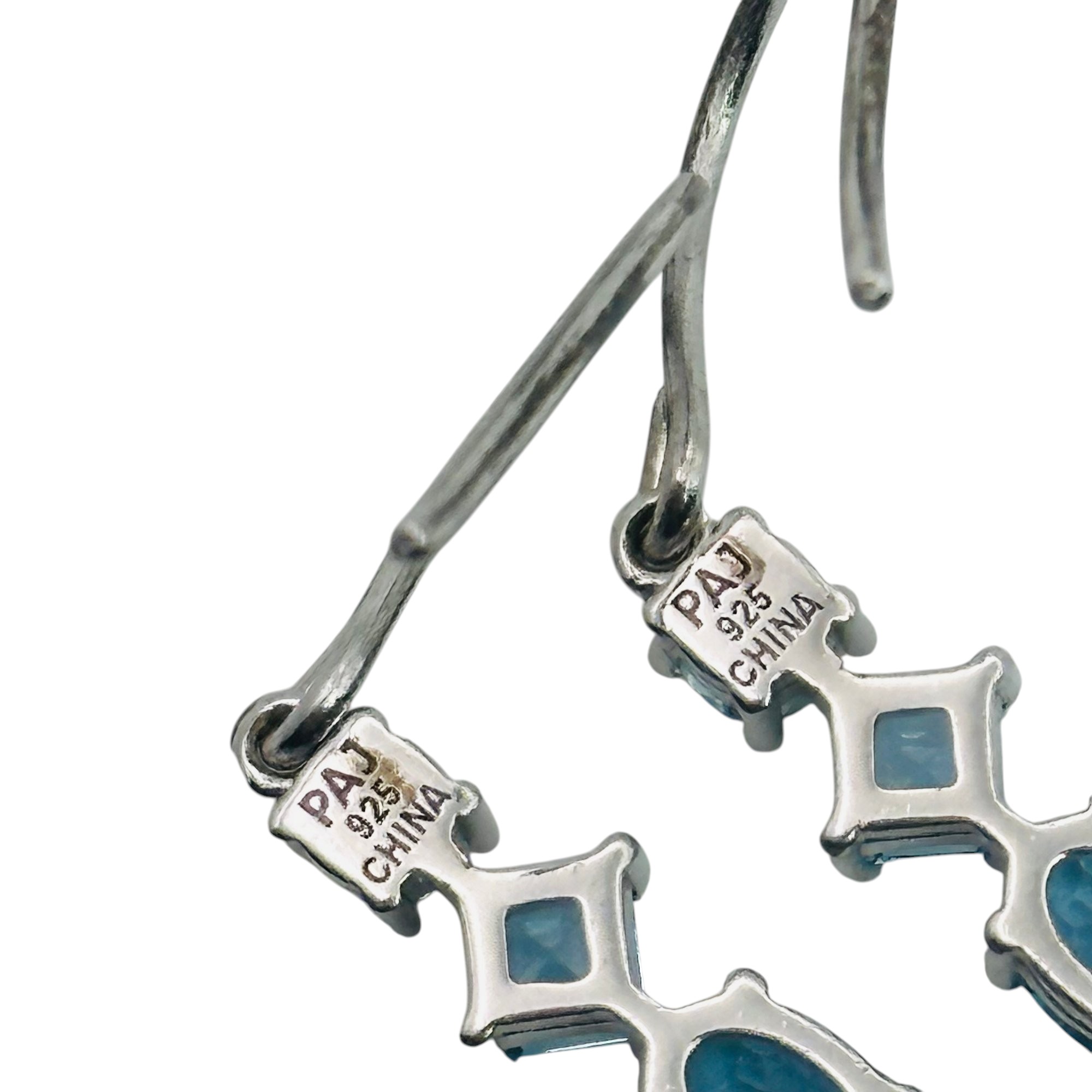 Signed Sterling Triple Topaz Earrings