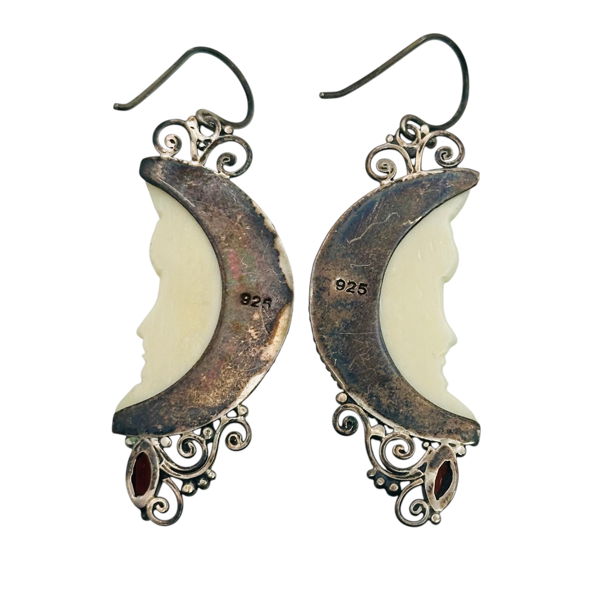 Sterling Owl Protector Moon Earrings
