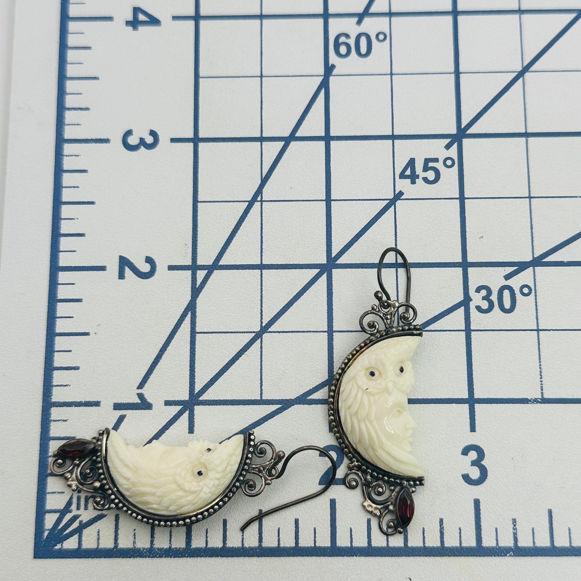 Sterling Owl Protector Moon Earrings