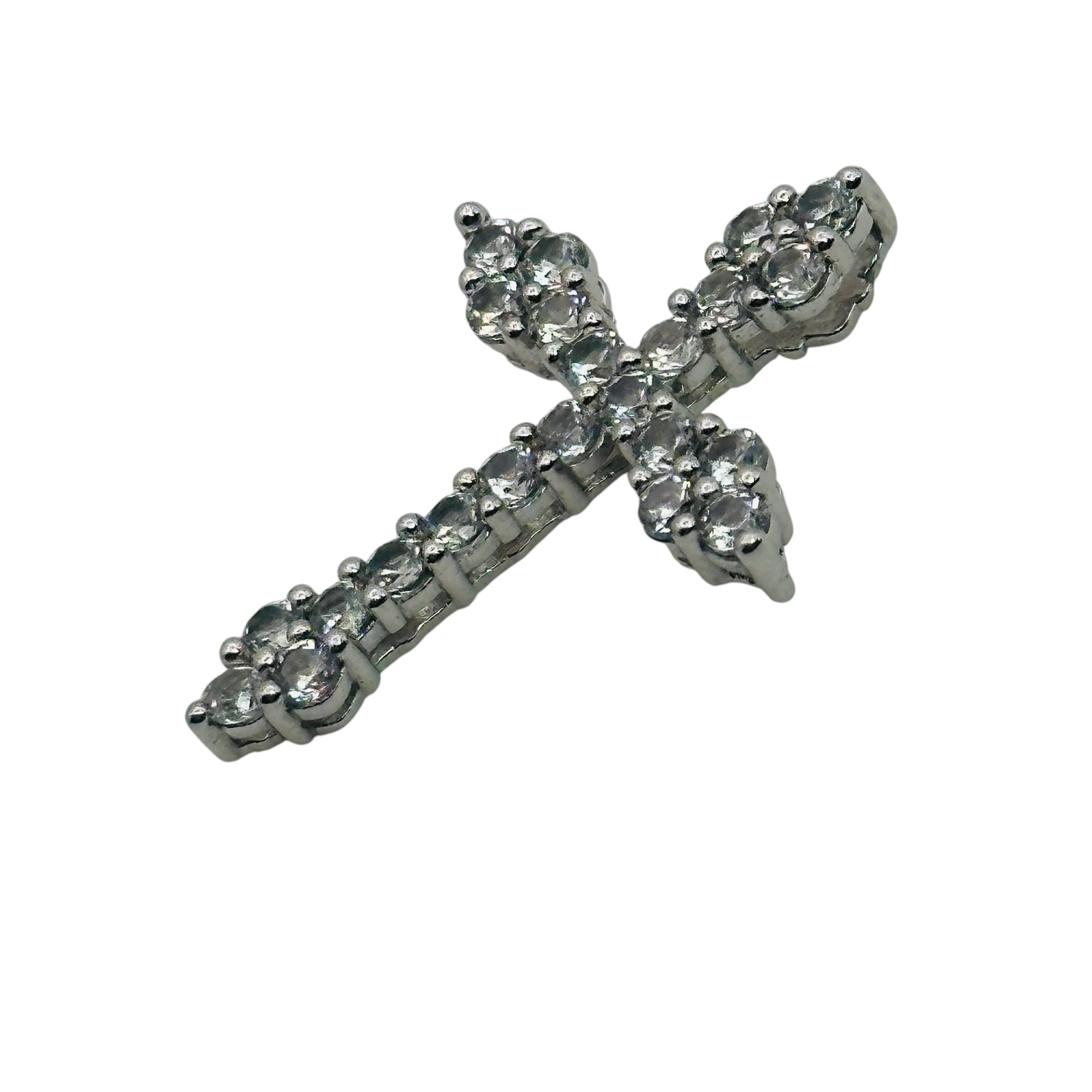 Signed Sterling Topaz Cross Pendant
