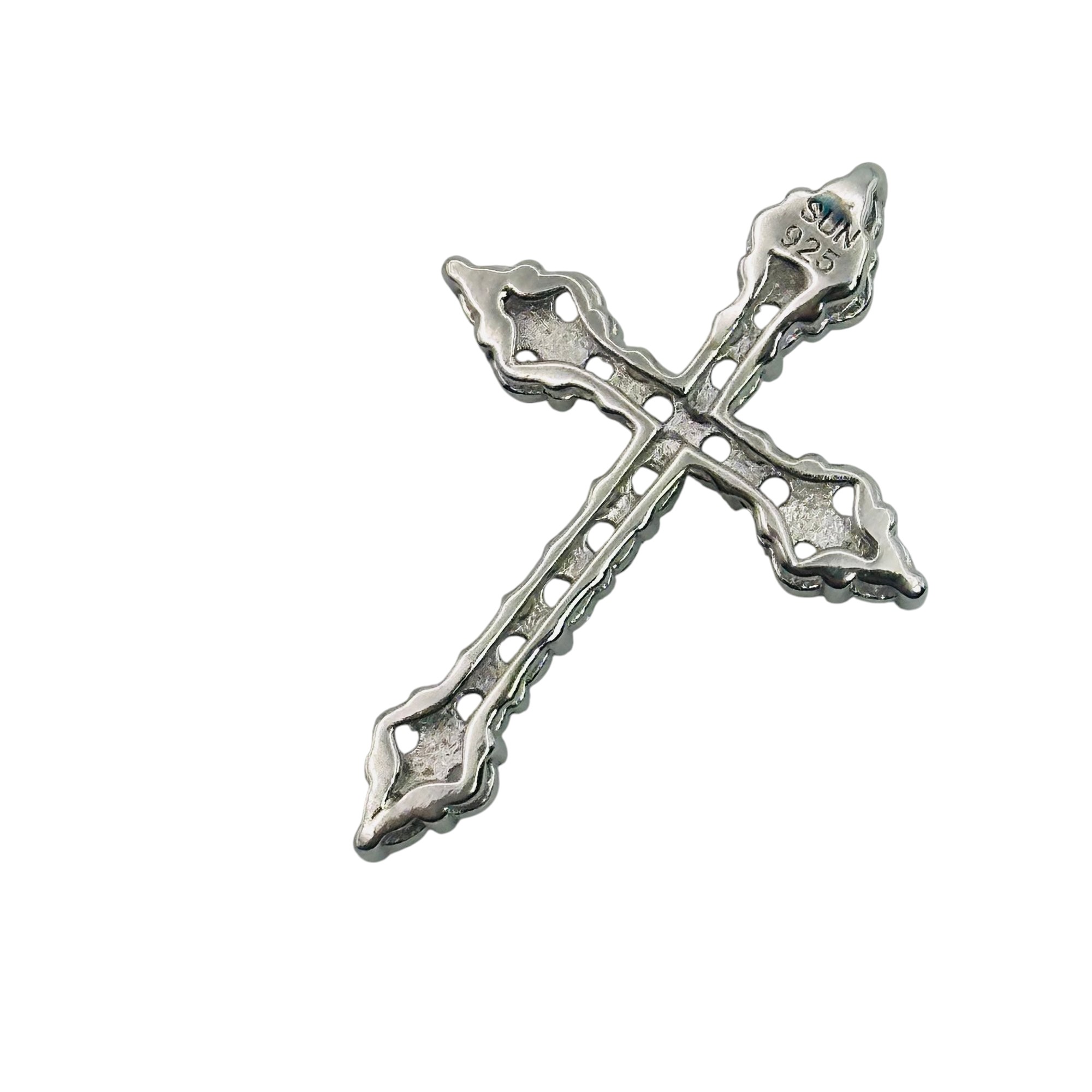 Signed Sterling Topaz Cross Pendant