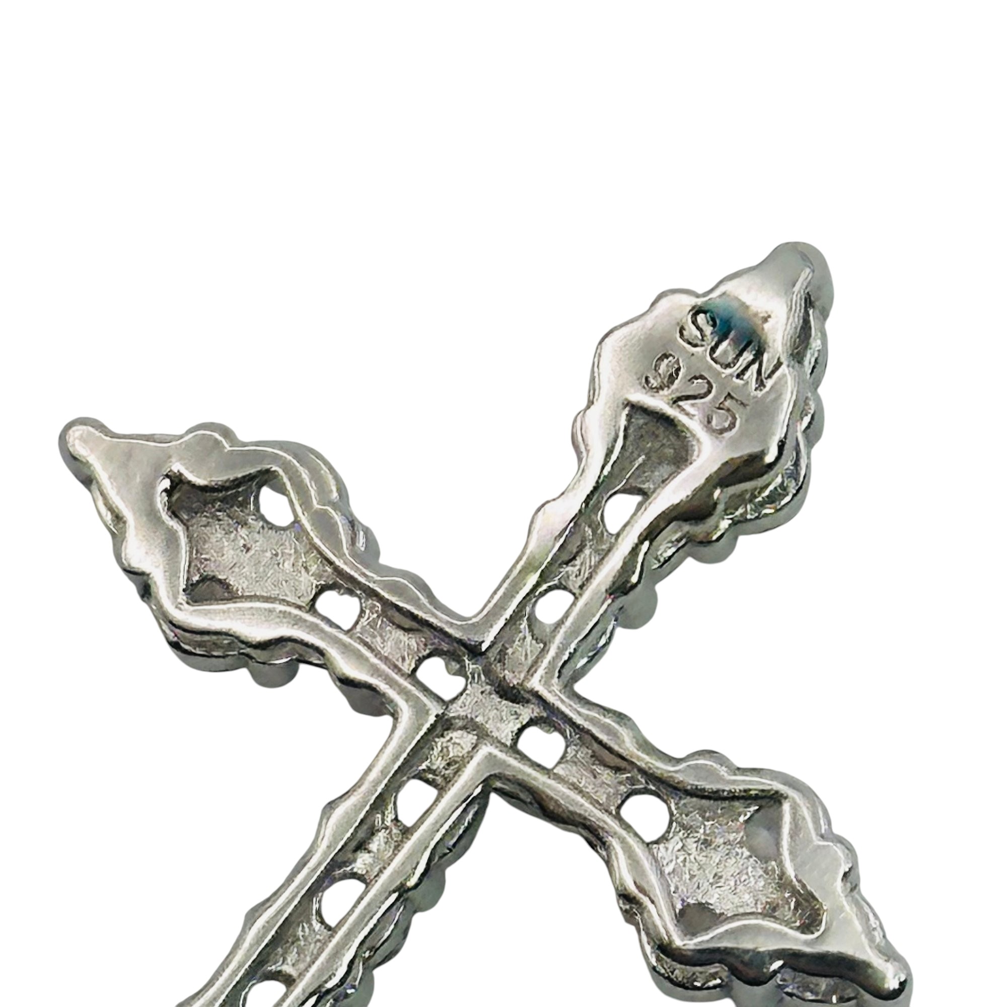 Signed Sterling Topaz Cross Pendant