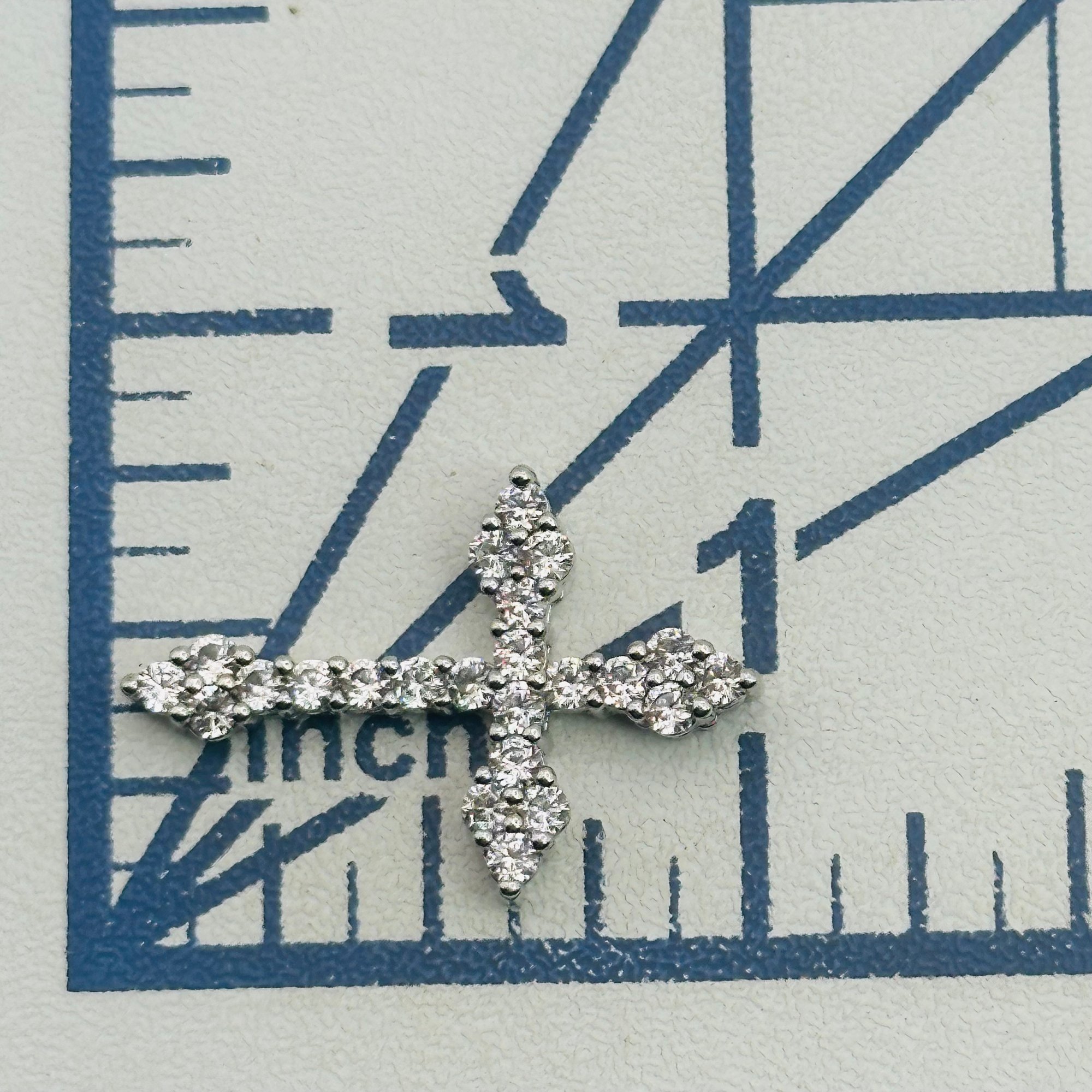 Signed Sterling Topaz Cross Pendant