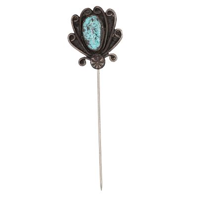 Vintage Signed Navajo Sterling Turquoise Stick Pin. Vintage Signed LF Navajo Sterling Turquoise 