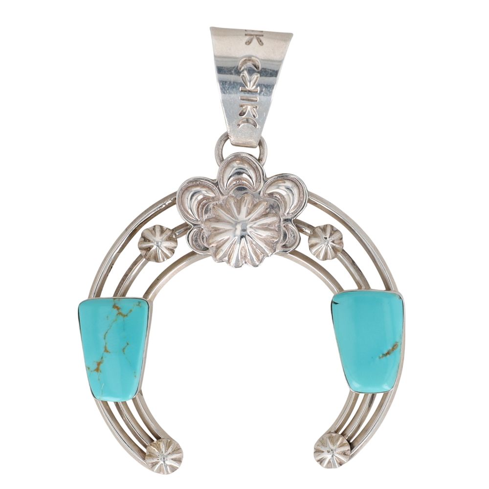 Lot 19: Running Bear Sterling Turquoise Naja Pendant