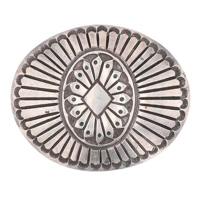 Wilbert Secatero Navajo Sterling Stamped Belt Buckle / Weight: 35.8g / Approximate dimensions: 