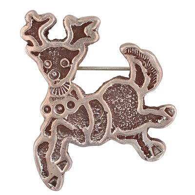 Allison Manuelito Navajo Sterling Stamped Deer Brooch. Allison Manuelito Navajo Sterling Stamped 