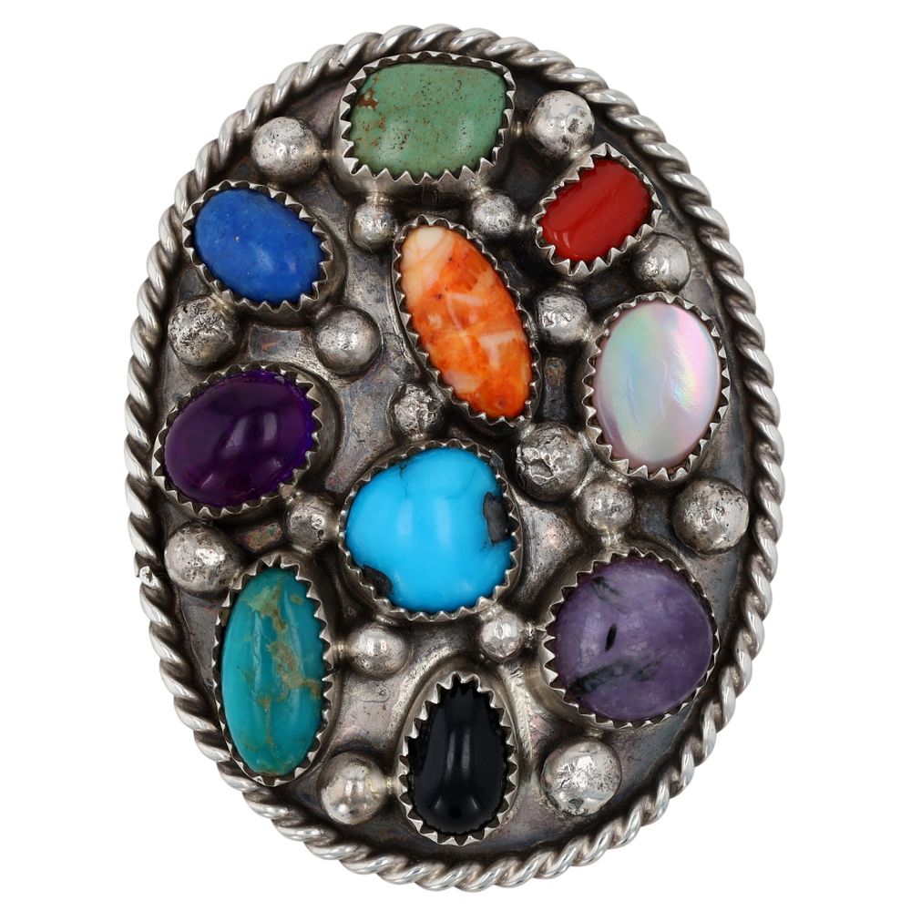 Lot 137: Richardson's Trading Post: Herbert Begaye Navajo Sterling Multi-Stone Ring Sz 6