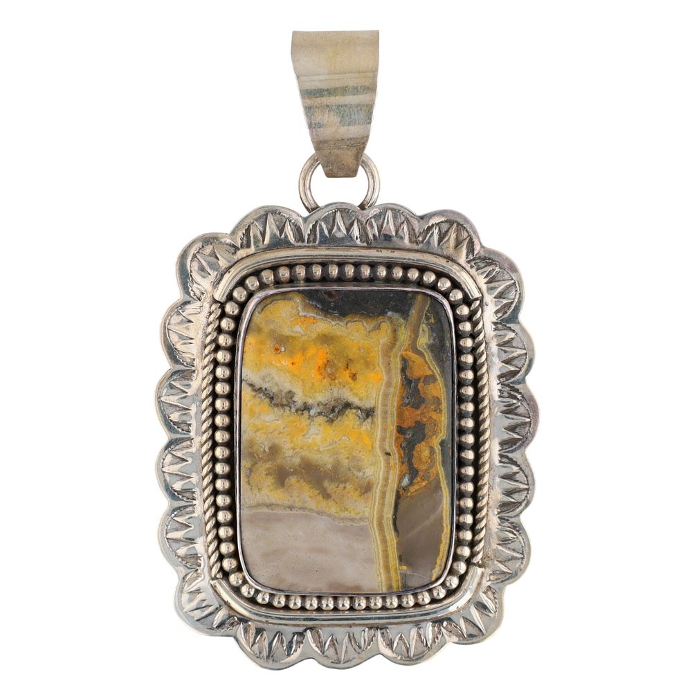 Lot 138: Richardson's Trading Post: Rena Shelly Navajo Sterling Bumblebee Jasper Pendant