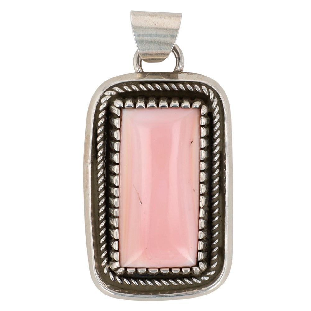 Lot 140: Richardson's Trading Post: Jacob Utzler Navajo Sterling Pink Conch Pendant