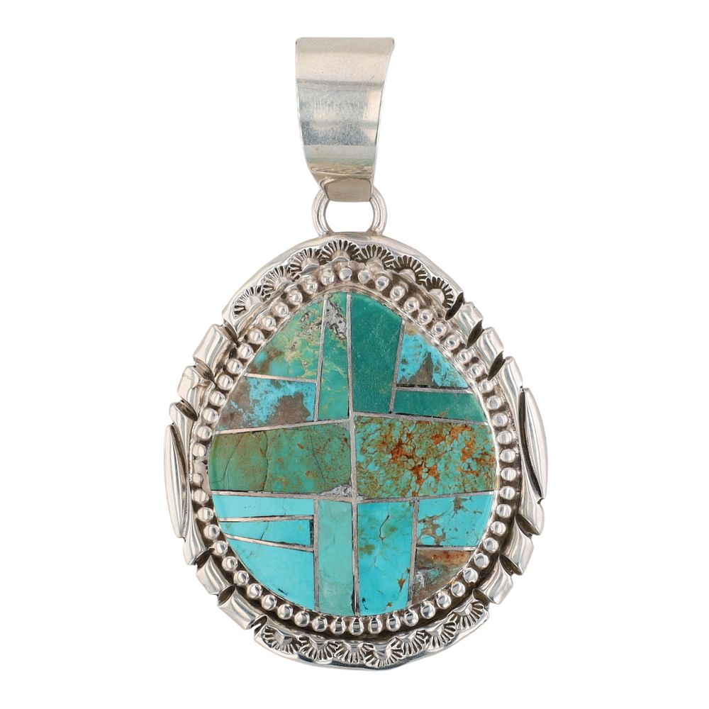 Lot 145: Richardson's Trading Post: Matthew Jack Navajo Sterling Turquoise Inlay Pendant