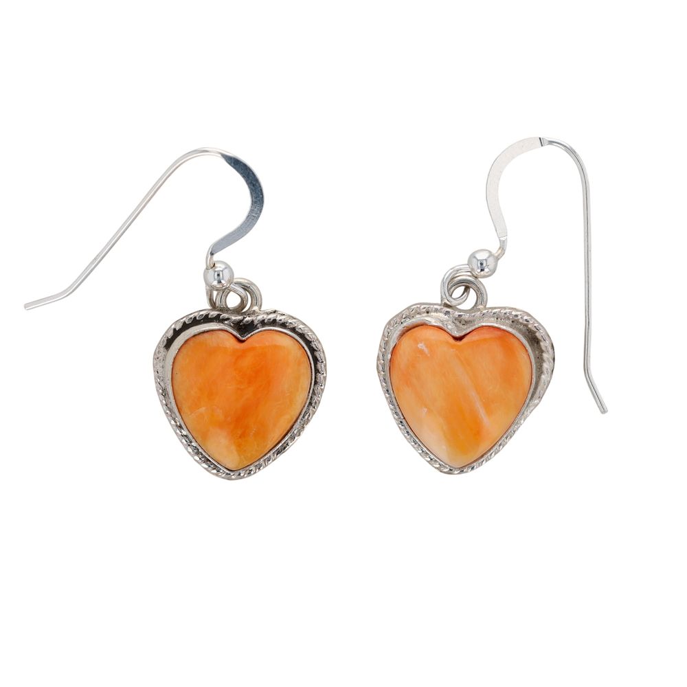 Lot 177: Richardson's Trading Post: Carlos Francisco Navajo Sterling Spiny Oyster Heart Earrings