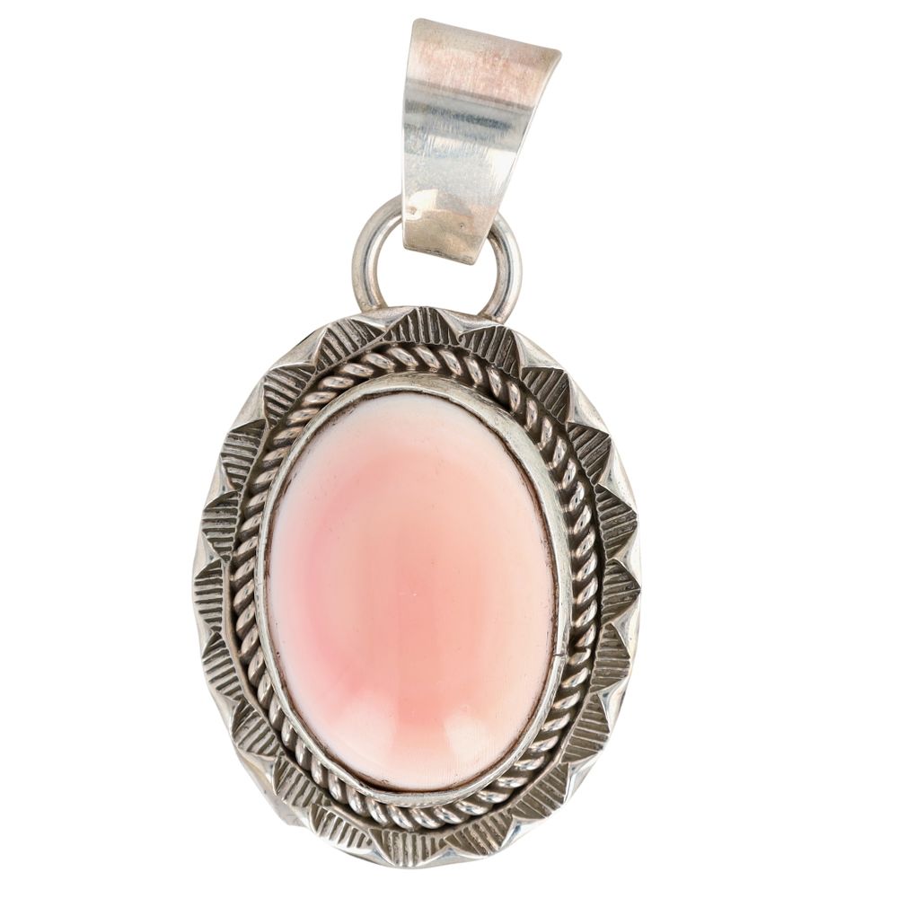 Lot 179: Richardson's Trading Post: Cordell Platero Navajo Sterling Pink Conch Pendant