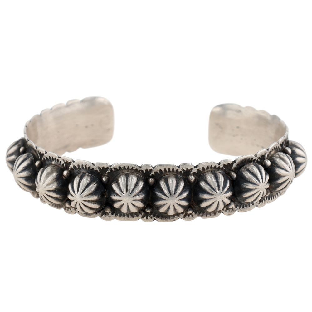 Lot 182: Lester James Navajo Sterling Stamped Cuff Bracelet