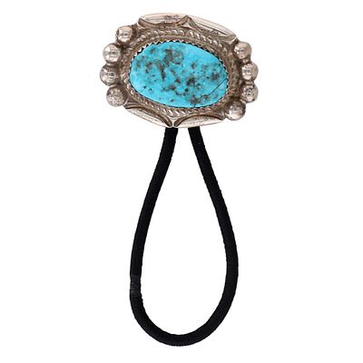 Donovan Nez Navajo Sterling Kingman Turquoise Hair Tie / Weight: 9.9g