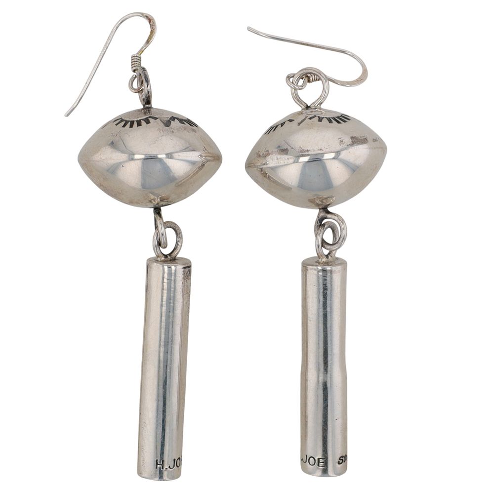Lot 198: Harold Joe Jr. Navajo Sterling Squash Blossom Dangle Earrings