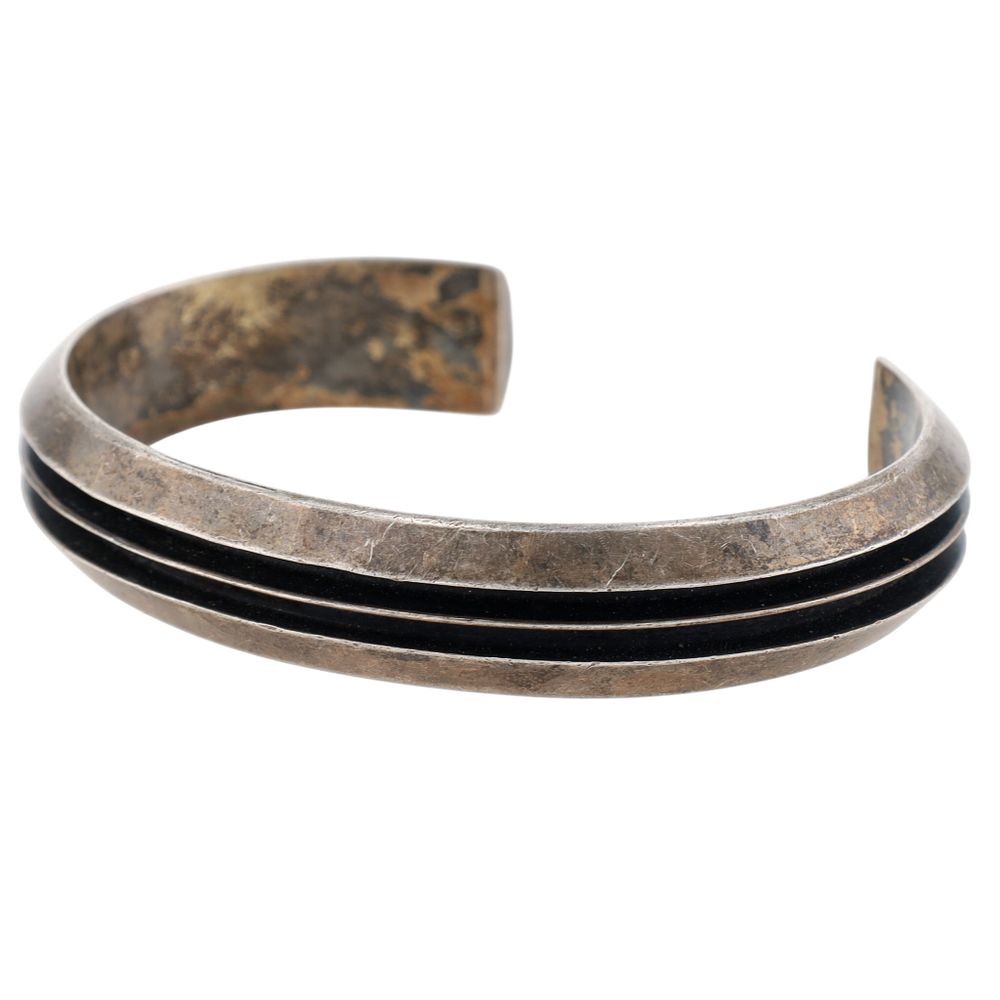 Lot 202: Vintage Tom Hawk Navajo Sterling Rail Cuff Bracelet
