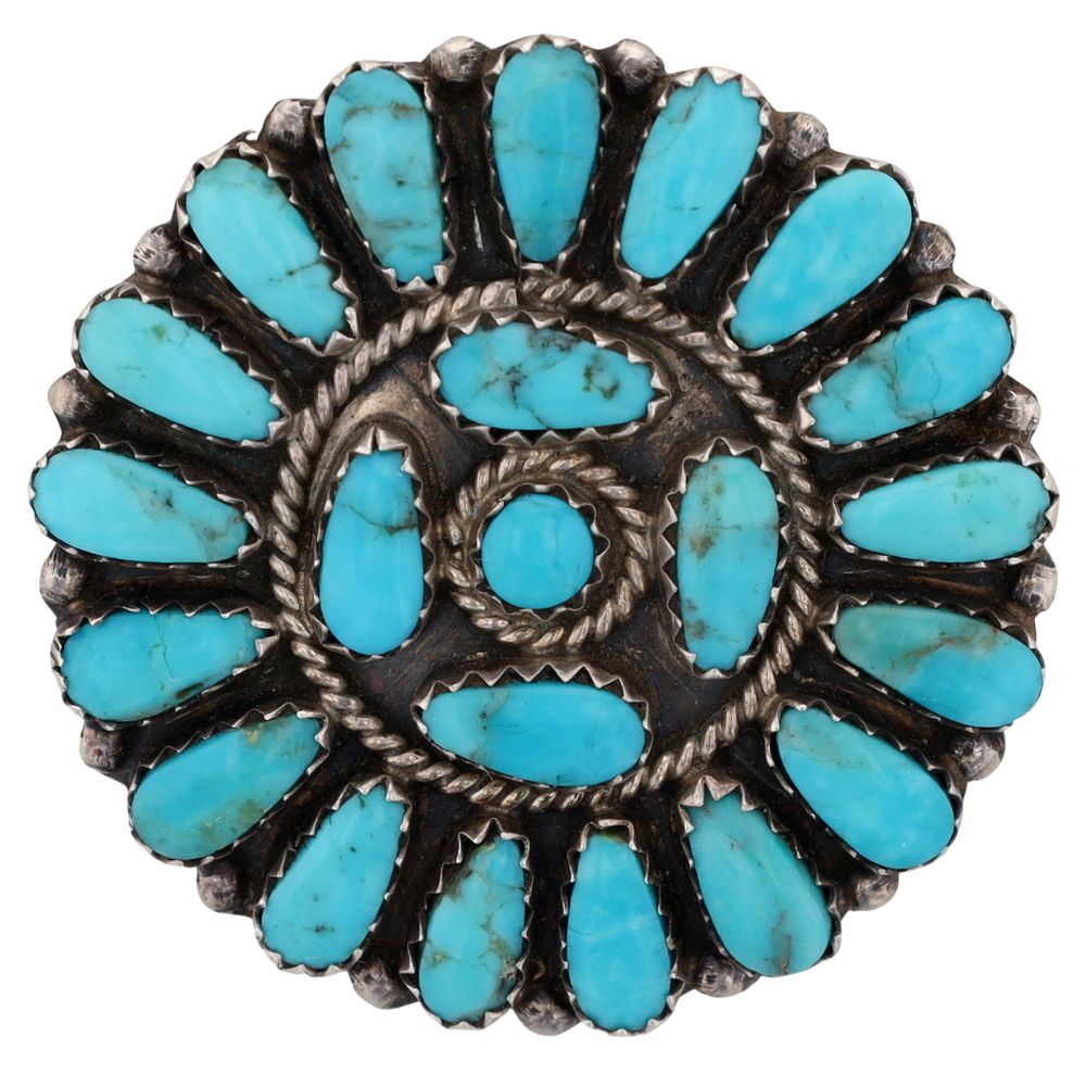 Lot 209: Larry Moses Begay Navajo Sterling Turquoise Cluster Pendant/Brooch