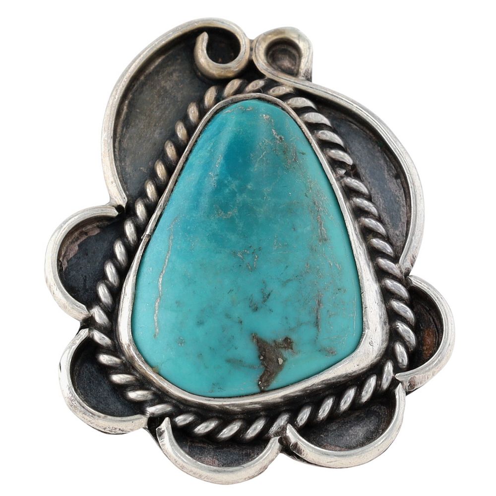 Lot 211: Vintage Navajo Sterling Turquoise Ring Sz 6.5