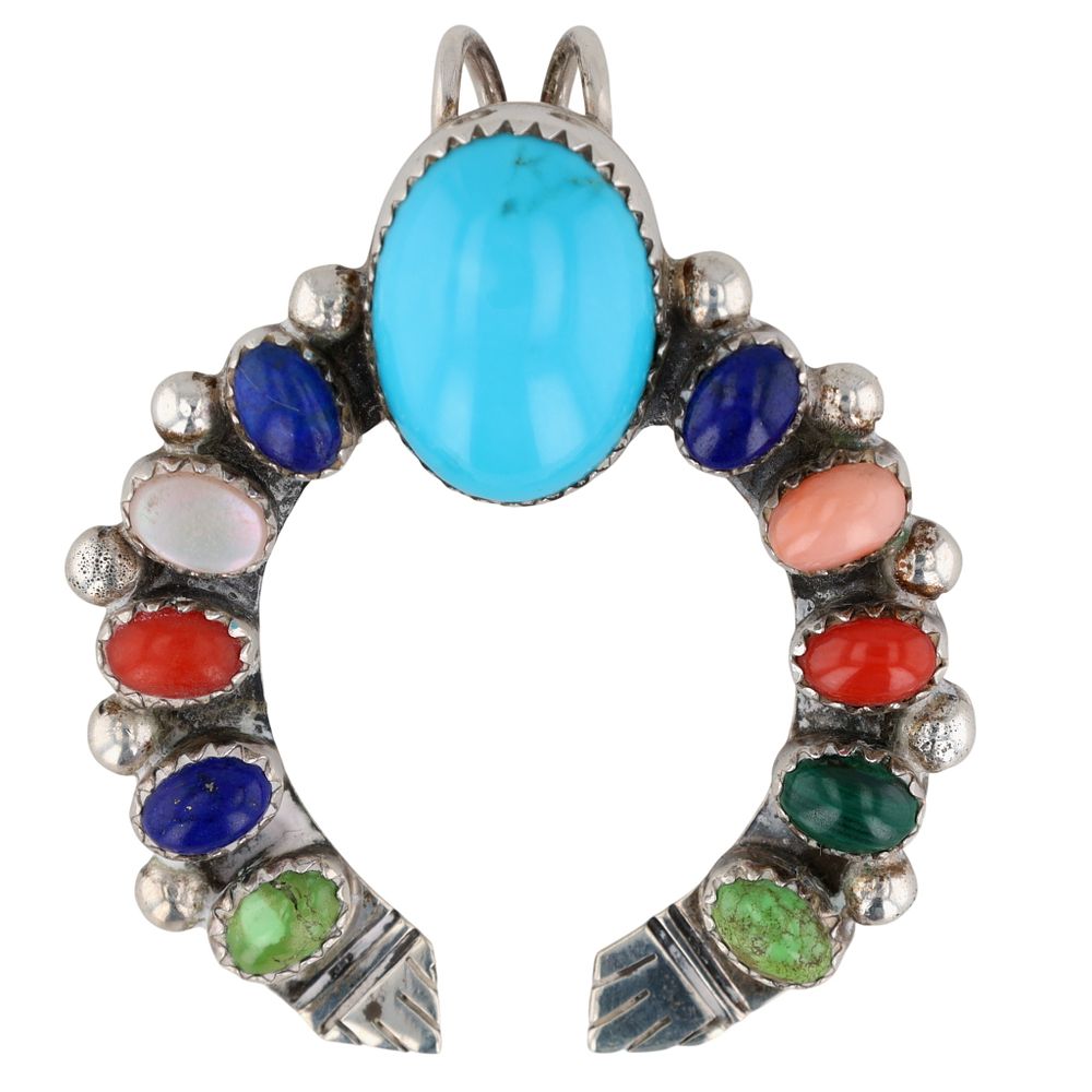 Lot 219: Running Bear Sterling Multi-Stone Naja Pendant