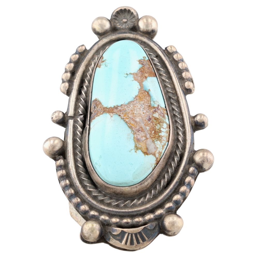 Lot 220: Sheila Becenti Navajo Sterling Turquoise Ring Sz 8