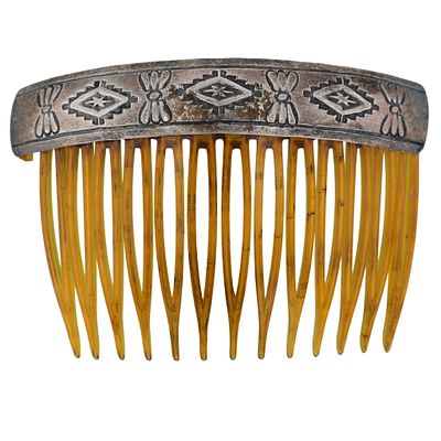 Vintage Navajo Sterling Stamped Hair Comb / Weight: 7.9g