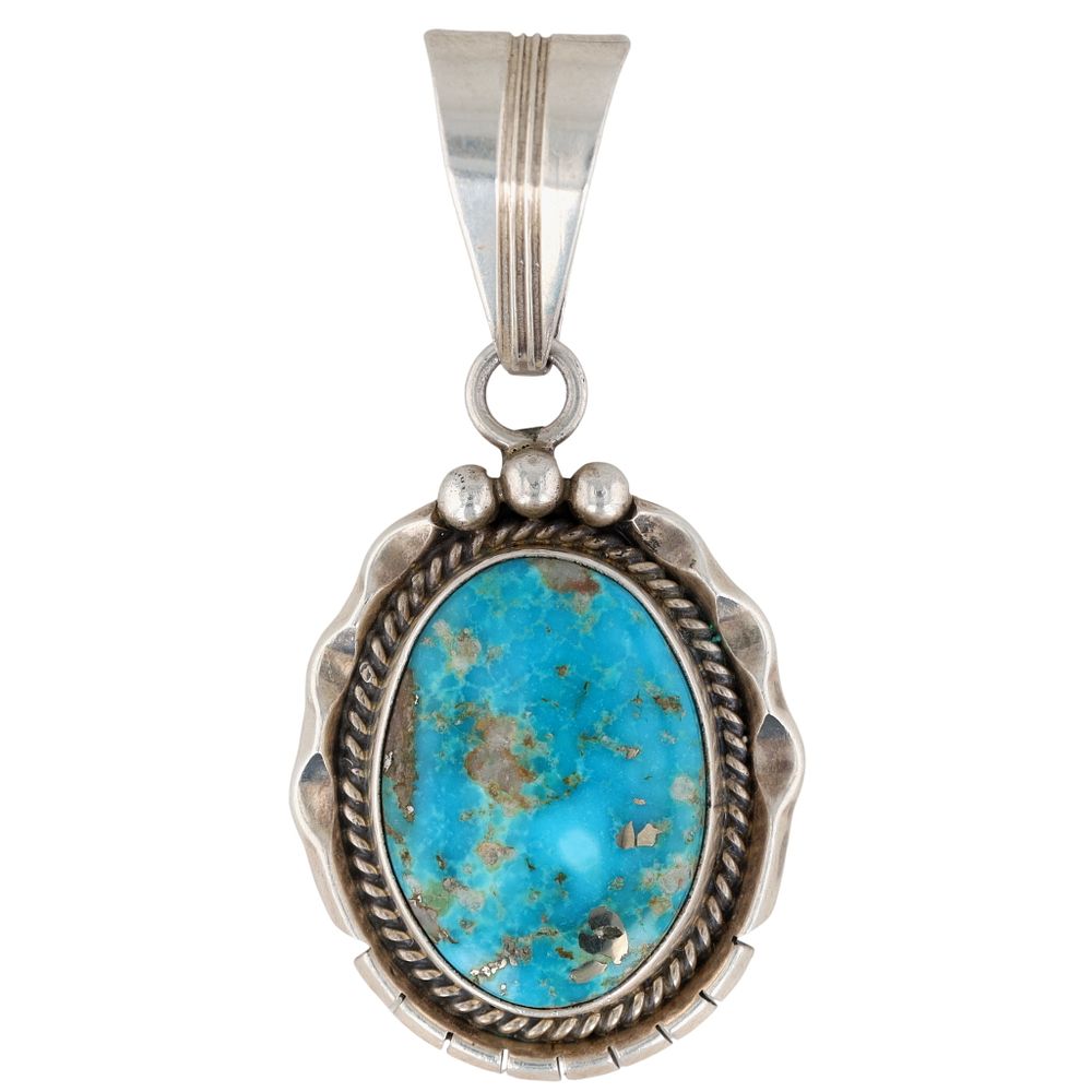 Lot 239: Running Bear Sterling Turquoise Pendant