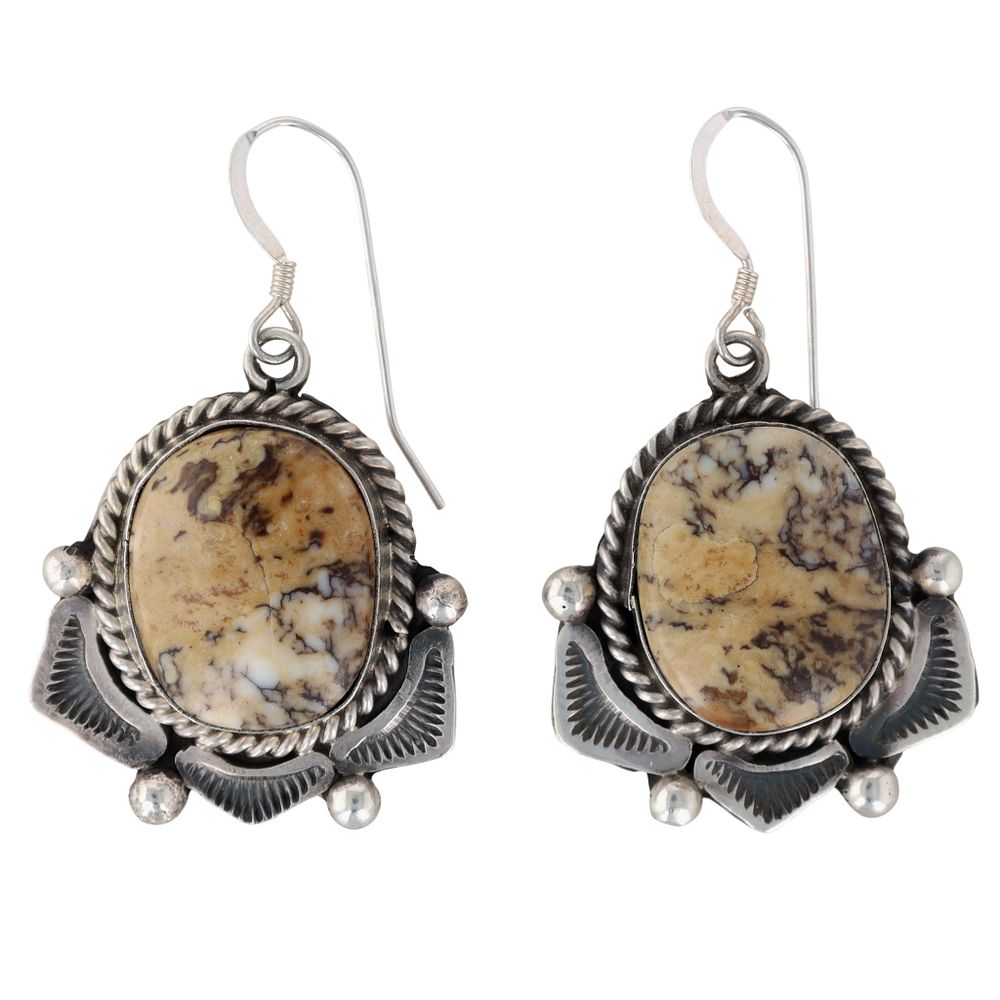 Lot 243: Delvin John Navajo Sterling Jasper Earrings